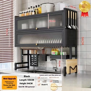 Égouttoir à vaisselle double couche pour cuisine, support de <span class=keywords><strong>rangement</strong></span> pour casseroles et assiettes, à poser sur comptoir ou à fixer sur porte de placard, anti-poussière, pour usage domestique - Product Image 3
