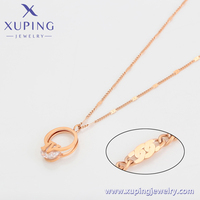 47162 XUPING JEWELRY Collier pendentif en acier inoxydable plaqué or rose avec zircon IV, nouveau design élégant