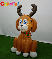 Renne gonflable de Noël, chien gonflable avec lumières LED, chiot avec cornes de renne, décoration de jardin extérieure pour les fêtes