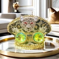 Chapeau de Capitaine Steampunk à Paillettes et Strass à Carreaux Personnalisé, Vente en Gros, MOQ 3, Luxe Unisexe pour Festival, Plage, Soirée, Style Casual, Idéal pour le Burning Man