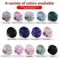 Bonnet de nuit double couche réglable en satin rayé effet soie pour soin capillaire et maquillage