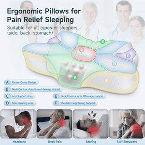 Oreiller cervical ergonomique Rina Premium Butterfly en mousse à mémoire de forme orthopédique avec tissu rafraîchissant en fibre de bambou solide pour un sommeil profond - Product Image 5