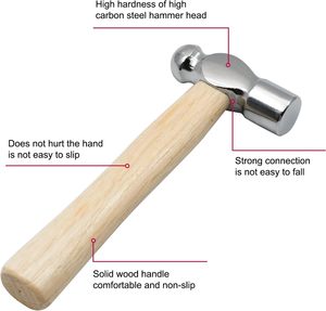 Piccolo Martello Multifunzione con Testa Rotonda e Manico in Legno, Lunghezza 16cm per Uso Domestico Fai-da-Te - Disponibile OEM - Product Image 3