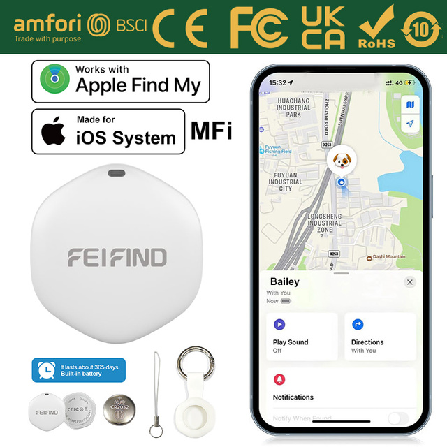 BSCI Certified Manufacturer Professional OEM ODM Service Custom No GPS Air Tag Pet Tracker Locator for Dogs and Cats