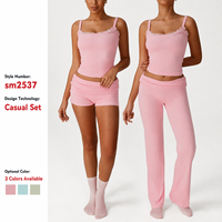Ensemble de détente côtelé 2 pièces personnalisé pour femme avec haut caraco à dentelle et short évasé, pyjama et tenue d'intérieur
