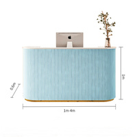Nouvelle conception 2024, table ronde en bois rose et blanc, comptoir de réception avec logo personnalisé pour le bureau et les salons de beauté et de spa