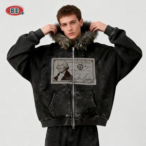 최고급 후드티 남성 스트리트웨어 필수템 커스텀 퍼 후드티 애시드 워시 헤비웨이트 400GSM 디자이너 DTG 빈티지 후드티 - Product Image 1