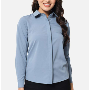 Chemisier de bureau de style vintage pour femmes de qualité haut de gamme hauts polyvalents avec décoration de bouton pour les vêtements d'affaires quotidiens Logo avant - Product Image 4