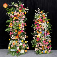 Sunwedding dekorasi bunga warna-warni lengkungan bunga sutra lengkungan bunga buatan latar belakang pernikahan