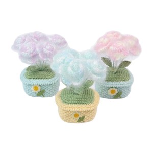 Handmade Crocheted Wool Flowers Potted Plant Ornaments, Artificial Rose Knitted <b>Car</b> Desktop <b>Decorations</b>, Gift Factory Supply. - Product Image 5