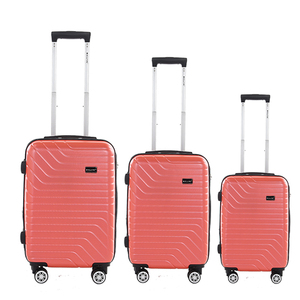 Juego de Maletas Rígidas ABS de 20, 24 y 28 Pulgadas, Color Rosa Coral, Diseño Chevron, Textura Moldeada, Maleta de Viaje con Ruedas, Fábrica OEM - Product Image 1