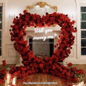 Фон для свадебных мероприятий, Цветочная композиция, красная искусственная Роза, ряд в форме сердца, арочный цветок для предложения, декор для меня - Product Image 6
