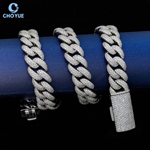<b>Iced</b> <b>Out</b> Moissanite Cuban Link <b>Chain</b> 925 Sterling Silver Hip Hop Style Trend Jewelry Unisex Fashion Necklace Wholesa - Product Image 4
