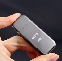 Briquet à gaz plat et fin en métal vierge à flamme douce, personnalisable avec logo, pour cigarettes – Cadeau promotionnel