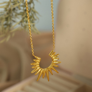 Sunburst <b>Star</b> Collarbone Necklace 18k Gold Plated Zinc Alloy Women's Fashion Jewelry Gift <b>Design</b> - Product Image 2