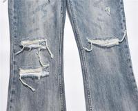 Pantalons streetwear personnalisés avec logo brodé, jeans vintage empilés, coupe droite, jeans pour hommes