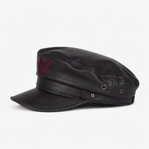 Wholesale Custom Logo Heat-Transfer Printed Flat Embroidered PU Faux Leather Adjustable Unisex Four Seasons <b>Beret</b> Hat Luxury - Product Image 3