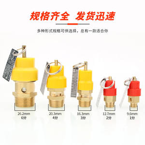 วาล์วนิรภัยทองเหลืองสีแดง 100 บาร์ แบบเกลียวปรับแรงดันได้ สำหรับใช้กับเครื่องอัดอากาศ - Product Image 2