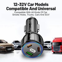 Chargeur de voiture portable 12V avec allume-cigare, type C PD 90W, chargeur rapide intelligent USB-C, adaptateur secteur pour téléphone portable