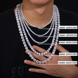 Bracciale e <span class=keywords><strong>Collana</strong></span> Tennis Classici in Acciaio Inossidabile Placcato <span class=keywords><strong>Oro</strong></span> PVD, Impermeabili e Inossidabili, con Diamanti Moissanite VVS - Product Image 6