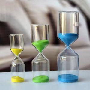 핸드메이드 투명 유리 원통형 회전 모래시계, 5/15/30분 홈 데코 타이머 - Product Image 5