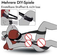 Kits de Contrainte BDSM Bondage en Cuir, Sangles de Jambes et de Poignets avec Menottes Dorsales Réglables et Bandeau pour Yeux, Jouet Sexuel Adulte pour Couple