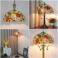 Remplacement d'abat-jour de style tifany de 16 pouces, abat-jour en verre coloré en forme de fleur de raisin couvercle de lampe tiffanny adapté aux lampes de table