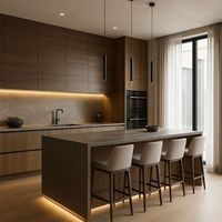 Meuble de cuisine en bois MDF laqué, style moderne, résistant à l'eau, multi-usages, sur mesure, design OEM