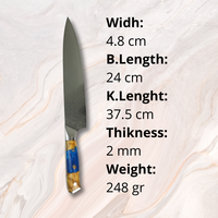 Couteau de Chef Professionnel de Luxe Moderne, Lame Damas VG10, Dureté 60 HRC, Super Affûté, Qualité Supérieure, 9 Pouces