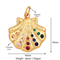 Pendentif Breloque Coquillage Océan Bleu Méduse Conque Dauphin Hippocampe Arête de Poisson Crevette, Fournitures de Bijoux en Zircon Plaqué Or K58