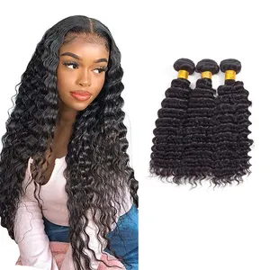 Letsfly — extensions de cheveux bruts Deep Wave, trame, emmêlé, outils de beauté, 10 pièces, bon marché, vente en gros