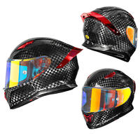 Casque de moto intégral de haute qualité certifié DOT, coque en fibre de carbone, design léger et antichoc, double visière
