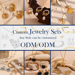 Conjunto <span class=keywords><strong>de</strong></span> joyería <span class=keywords><strong>de</strong></span> moda para mujer al por mayor pulsera chapada en oro pendientes anillo con perla mariposa colgante collar impermeable - Product Image 5