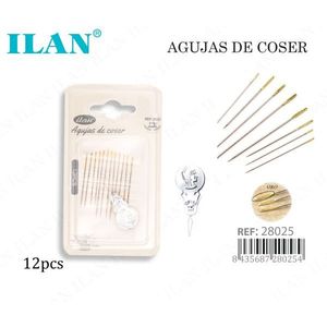 Aghi da cucito Ilan 12 pezzi placcati in oro per cucito a mano - Product Image 1