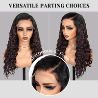T1B/99J Wig tanpa lem gelombang air rambut manusia, Wig rambut Virgin Brasil, garis rambut & Multi pemisah