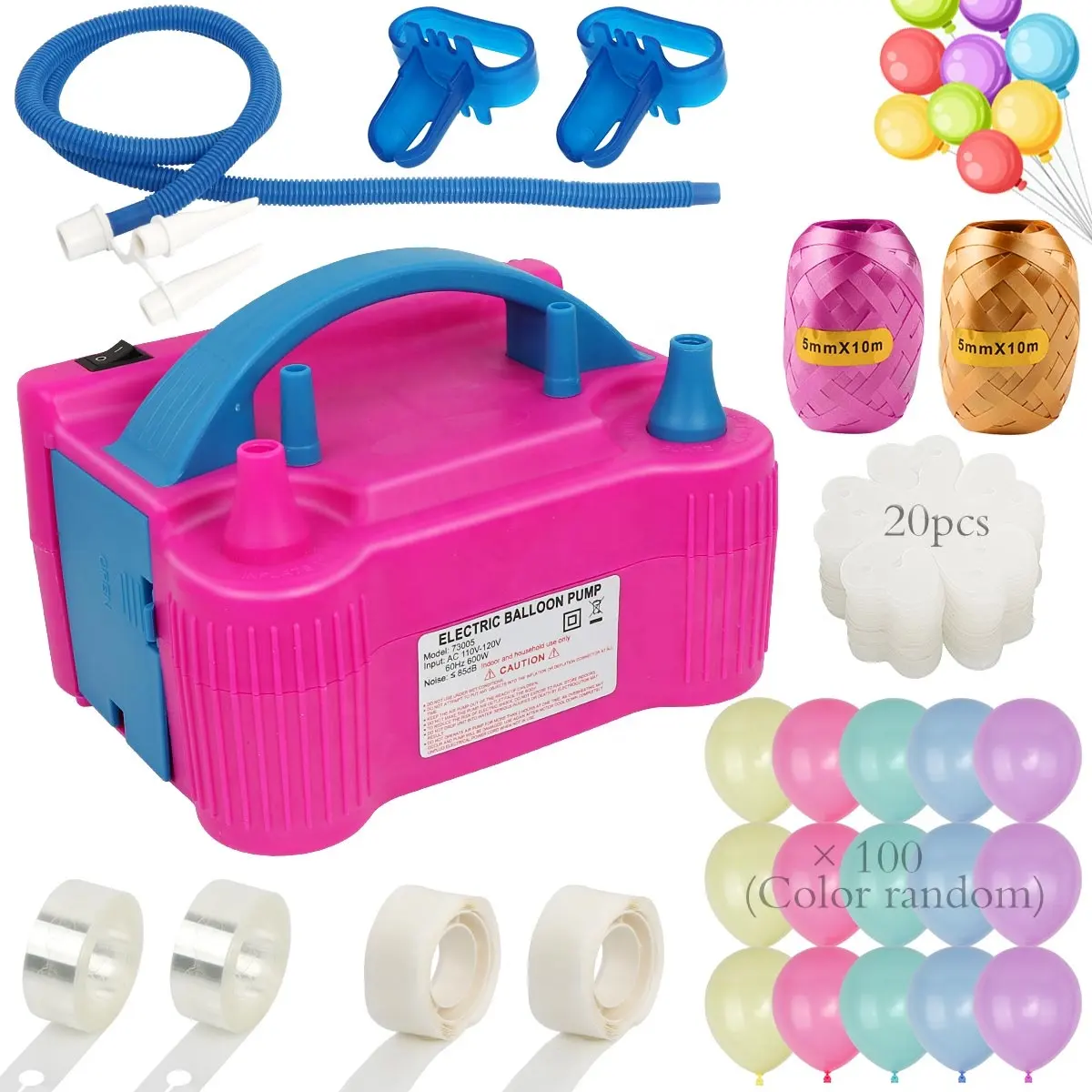 Custom Pink Balloon Inflator Machine Set Electric Inflator Balloon Pump With Balloons And Accessories