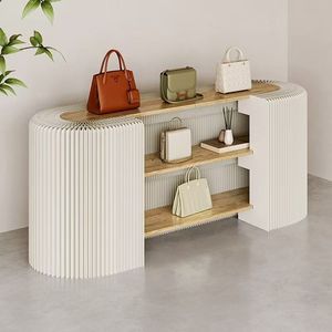 Nuevo Mostrador de Recepción Plegable Portátil en Forma de Arco Circular Blanco, Hecho de Papel, para Oficina y Exposiciones - Product Image 4