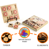 Vente en gros de jeux de combat en bois Tic Tac Toe Table XO Chess 3D Puzzle Board Bébé Jouets éducatifs pour enfants Garçons Filles