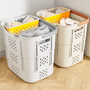 Household Plastic Large <strong>Collapsible</strong> <strong>Storage</strong> Basket Laundry Basket Clothes Toys and Miscellaneous <strong>Storage</strong> with Wheels - Product Image 2