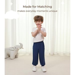 Pantalones de Algodón Viscosa para Niños Pequeños, Cintura Alta, Suaves, Transpirables, Casuales, Unisex, Largos, Tipo Jogger - Product Image 3