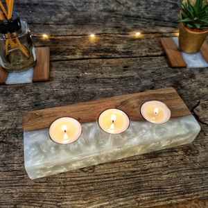 Portavelas Artesanal de Resina y Madera, Hecho a Mano con Madera y Resina de Alta Calidad, Diseño Elegante, Construcción Duradera - Product Image 6