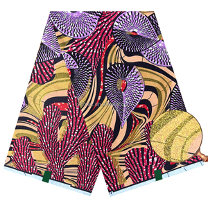 Nouveau Tissu Africain en Coton Imprimé Grand Super Pailleté de Haute Qualité 2026, Tissu Wax <span class=keywords><strong>Doré</strong></span> <span class=keywords><strong>Pagne</strong></span> pour Robe de Mariée - Product Image 3