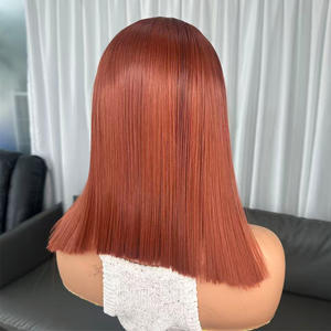 Perruque Lace Front Synthétique Carrée Courte Roux <span class=keywords><strong>Cuivré</strong></span> pour Femmes Noires, <span class=keywords><strong>Cheveux</strong></span> Futura Résistants à la Chaleur, Ligne de <span class=keywords><strong>Cheveux</strong></span> Naturelle, 14 Pouces, 13X4 - Product Image 4