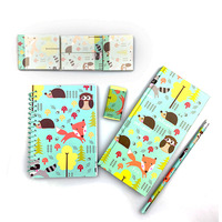 Student Briefpapier individuell bedruckte Spirale Notebook Hardcover Notebook Sticky Note Radiergummi Stift 5-in-1 Kinder Briefpapier Set