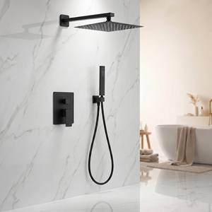 Système <span class=keywords><strong>de</strong></span> <span class=keywords><strong>douche</strong></span> <span class=keywords><strong>de</strong></span> <span class=keywords><strong>plafond</strong></span> carré moderne noir mat <span class=keywords><strong>de</strong></span> luxe en laiton <span class=keywords><strong>de</strong></span> haute qualité pour salle <span class=keywords><strong>de</strong></span> bain - Product Image 1