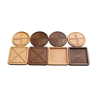 Sous-verres carrés en bambou naturel écologiques, personnalisables avec logo, usinage CNC de précision par électroérosion à fil pour la fabrication en gros