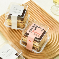 Boîte à gâteau carrée transparente pour tiramisu, jetable, en PET, pour mousse, tranche de gâteau, blister, à emporter, pour aliments et emballages