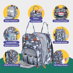 Muestra gratuita de bolso informal, bolso para pañales, mochila para portátil, animales marinos, unisex, 4"x8"x16.5" - Product Image 6