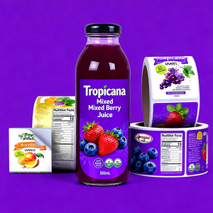 Étiquette autocollante holographique résistante à l'huile pour bouteille de jus de 5/1 gallon, étiquette personnalisée imperméable en PVC pour boissons - Product Image 6