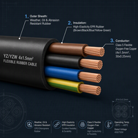 Câble de commande basse tension flexible à quatre conducteurs en cuivre, isolé XLPE, gaine PVC 4x1,5mm² IP44 pour centrale électrique et applications industrielles